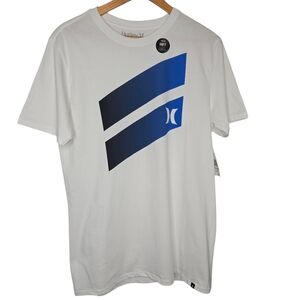 Hurley Mens White Blue Icon Slash Gradient Soft Cotton T Shirt Size Medium